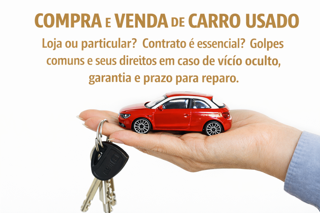 Compra de carro usado sem dor de cabeça: loja ou particular ? contrato é essencial ? golpes comuns e seus direitos em caso de vício oculto, ganratia e prazo para reparo.