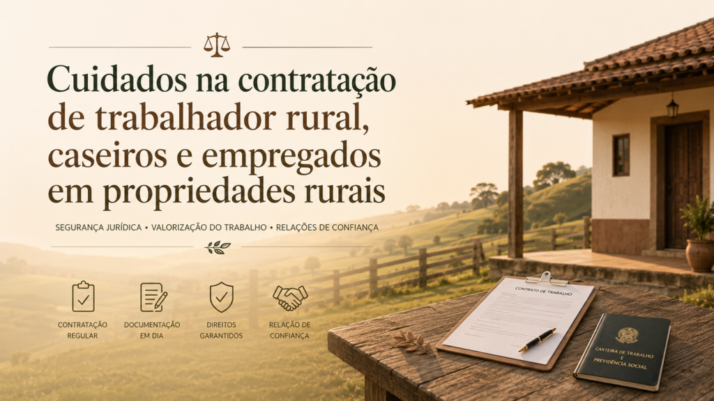 Cuidados na contratação de trabalhador rural, caseiros e empregados em propriedades rurais.
